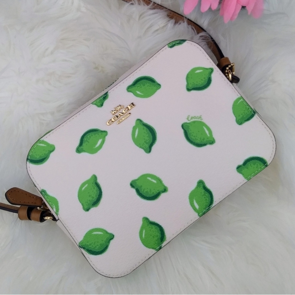 🍋COACH Lime Print Mini Camera Crossbody Bag